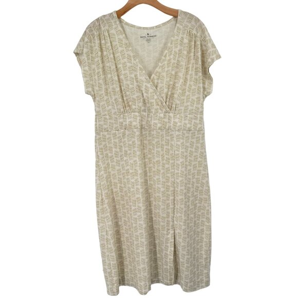 Royal Robbins Essential Tencel Dash Dress Midi Size XL Cream Allover Print UPF 5 - Picture 10 of 11